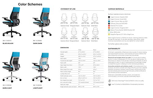 Steelcase Gesture Office Chair - Navy Leather, High Seat Height, Wrapped Back, Light Frame, Lumbar Support
