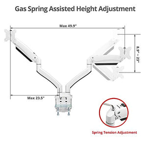 SIIG Dual Monitor Desk Mount, 17" to 35", USB 3.0 and Audio Extend Ports, Fits Two Flat/Curved Monitors, Load Bearing 33 lbs max Each, VESA 75x75 100x100, C-Clamp and Grommet Base (CE-MT3211-S1)