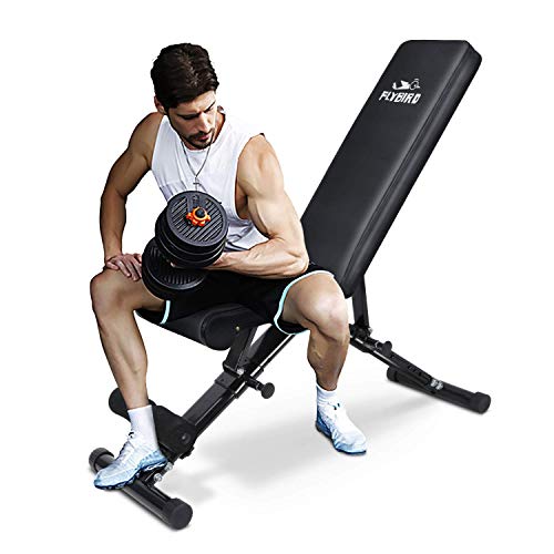 FLYBIRD Weight Bench, Adjustable Strength Training Bench for Full Body Workout with Fast Folding- 2021 Version