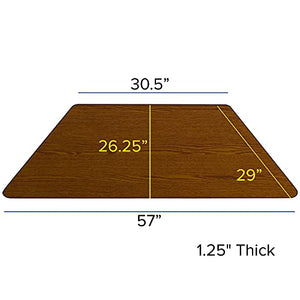 Flash Furniture 29''W x 57''L Trapezoid Oak Thermal Laminate Activity Table - Standard Height Adjustable Legs