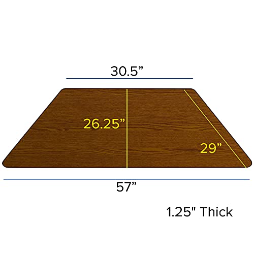 Flash Furniture 29''W x 57''L Trapezoid Oak HP Laminate Activity Table - Height Adjustable Short Legs