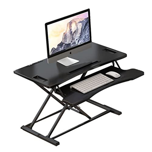Standing Desk Converter, Height-Adjustable Sit Stand Desktop Riser with Keyboard Tray, Stand-Up Computer Workstation - B 72*63*12