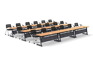 Team Tables Folding Training Meeting Seminar Classroom Tables with Industrial Caster Z-Base - Model 5552 27pc Beech - Power+USB Outlet - Fold+Nest - Seating Included