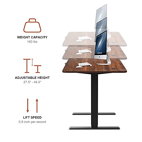 HOUSEELF Electric Adjustable Standing Desk - 55 x 28 Inches Sit Stand Computer Desk with Large Wooden Desktop for Home, Office, Workstation, Easy to Assemble, Walnut