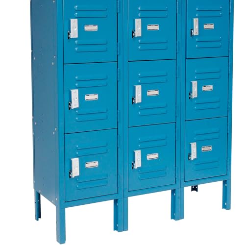 Global Industrial Six Tier Locker, 12x15x12, 18 Door, Blue - Ready To Assemble