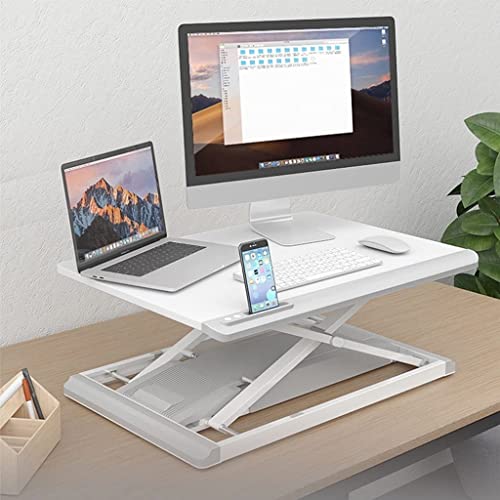 Portable Laptop Table Standing Desk Converter Stand Up Desk Riser Height Adjustable Sit Stand Home Office Desk Laptop Workstation (White)