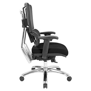 Office Star Pro X996 Manager's Office Chair with Lumbar Support, Black Mesh Back, Aluminum Base