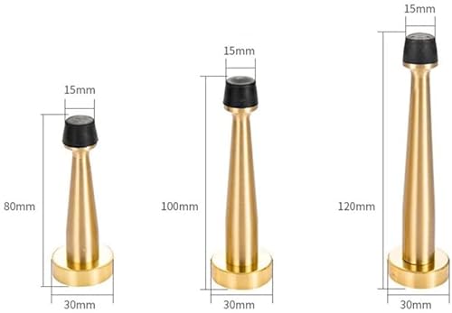Copper Doorstop Rubber Anti-Collision Wall Mount Door Holder - Gold 120mm, 80mm, 100mm