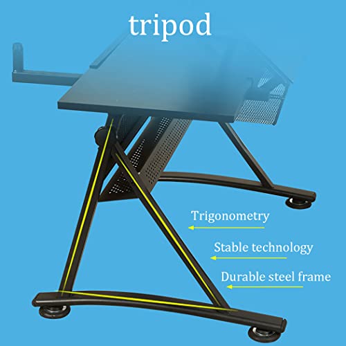 EESHHA Folding Drawing Table Drafting Desk with Adjustable Height and Tempered Glass Top