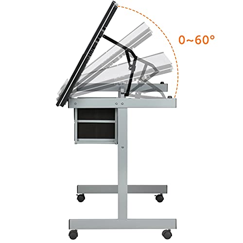 Adjustable Drafting Table Artist Drawing Desk Table Board Home Office Glass Desk