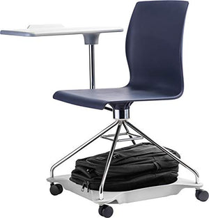 National Public Seating Mobile Chair with Tablet Arm and Storage, Blue