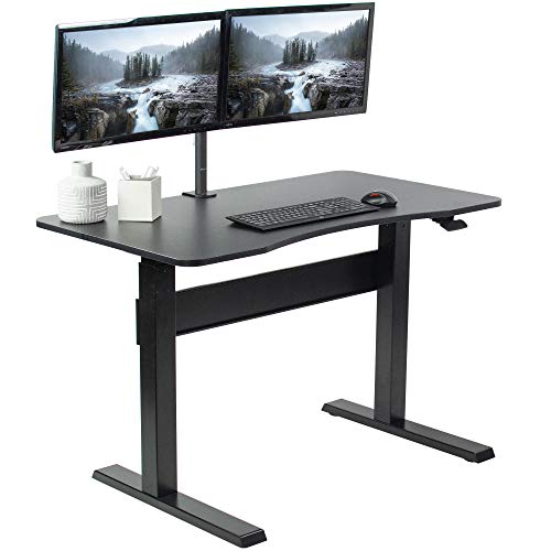 VIVO Black Pneumatic Spring 47 x 27 inch Stand Up Desk | Height Adjustable Standing Workstation, Holds up to 33 lbs (DESK-V048GB)