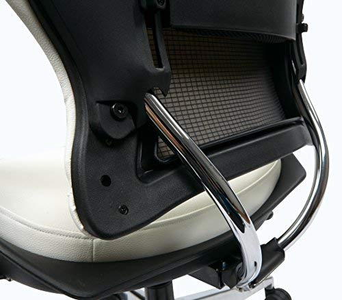 SPACE Seating Vinyl Managers Chair with Chrome Finish Metal Base and Height Adjustable Arms, White