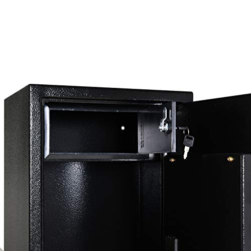 HOMCOM 56" Steel Electronic 5 Rifle Gun Safe Security Cabinet w/Digital Keypad, Keys,Padded Interior- Black