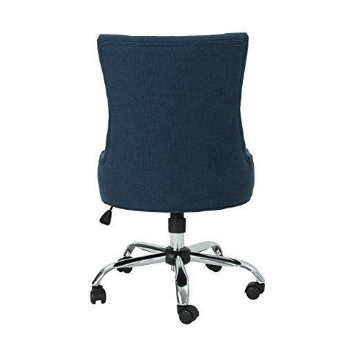 Christopher Knight Home 304968 Bagnold Desk Chair, Navy Blue + Chrome