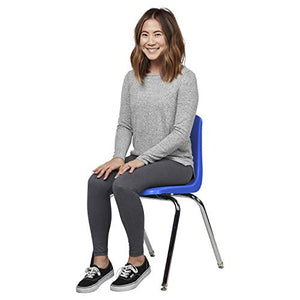 FDP 18" School Stack Chair, Stacking Student Seat with Chromed Steel Legs and Nylon Swivel Glides; for in-Home Learning, Classroom or Office - Blue (5-Pack), 10371-BL
