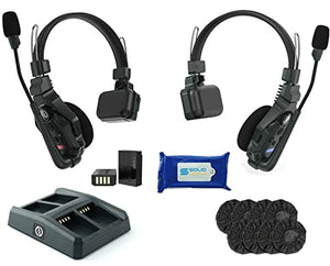 Solid Signal Hollyland Solidcom C1 Wireless Intercom Headset System for 2 Users - 2 Single Ear Headsets Bundle