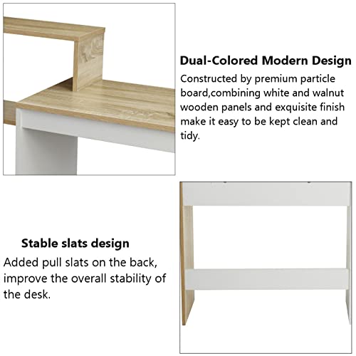 BinOxy Computer Desk 110cm with 4 Layer Storage Shelf - Modern Home Office Furniture