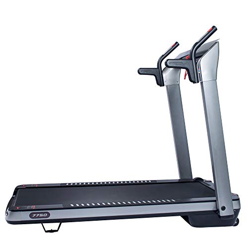 Sunny Health & Fitness ASUNA SpaceFlex Electric Running Treadmill with Auto Incline, LCD and Pulse Monitor, Speakers, Device Holder, 220 LB Max Weight, Folding and Transportation Wheels - 7750