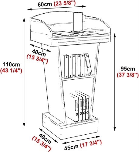 DARZYS Wood Podium Stand with 2 Tier Storage - Natural Color