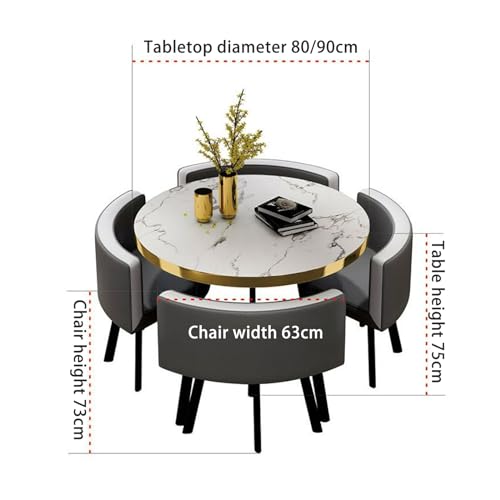 Appleya Round Office Reception Table Set with 4 Chairs, 80cm - Color 06