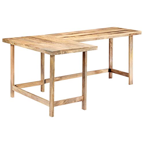 vidaXL Solid Mango Wood Desk Study Bedroom Office Table Writing Stand Home Indoor Corner Computer Desk Workstation Furniture 71"