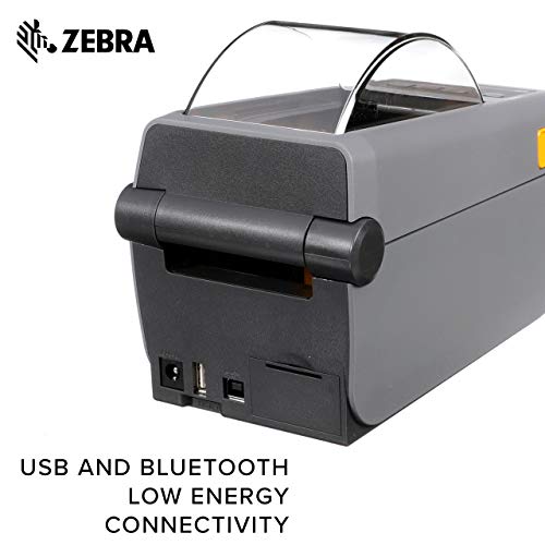 Zebra ZD410 Direct Thermal Printer Plus 2.25 X 1.25 in Z-Perform 2000D Thermal Labels Print Width of 2 in USB Bluetooth 1 in Core Labels 6 Rolls