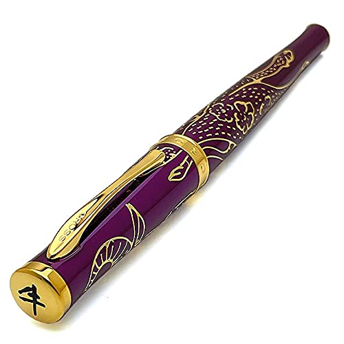 Cross Sauvage 2021 Year of the Ox Special-Edition, Hand-polished Translucent Plum lacquer finish with deep-etched ox engraving With 23KT Gold Plated Inlays and Appointments Selectip Rollerball Pen