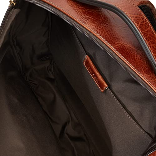 Fossil Men's Buckner Leather Small Convertible Travel Backpack and Briefcase Messenger Bag, Cognac
