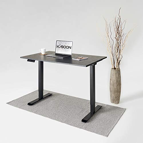 Kaboon Black Electric Standing Desk 47 Inch, Dual Motor Sit Stand Desk, Ergonomic Computer Workstation, Height Adjustable Desk with One-Piece Wood Tabletop(47×24 Black top, Black Frame)