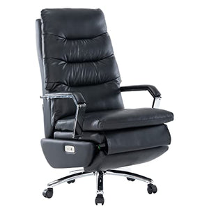 HESL Electric Power Reclining Office Chair with Footrest, Big and Tall Auto-Linked Armrests, 500 lb Capacity Black