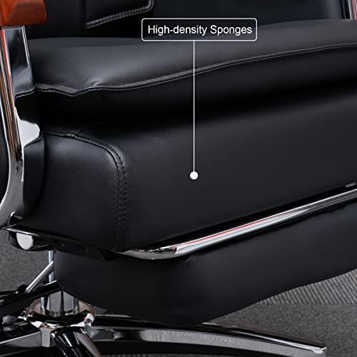 Kinnls Cameron Office Massage Chair with Footrest (Black Cowhide Leather)