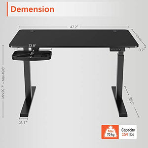 PUTORSEN Electric Height Adjustable Standing Desk, 48 x 24 Inches Sit Stand Home Office Table with Splice Board, Black Frame/Black Top Stand Up Computer Desk with Memory Preset Controller