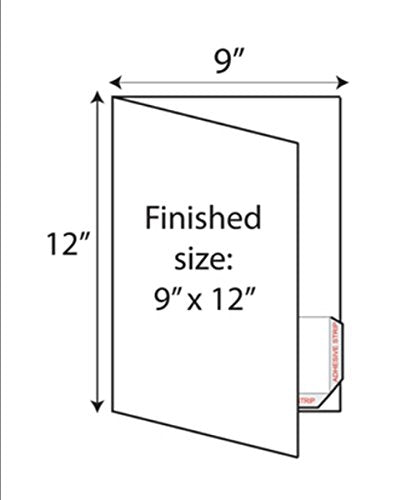 Print-Ready Presentation Folder Kit with Right Pocket (9" x 12" Folded), 1-UP on 12" x 18" White 12pt C1S Tango Cover Paper - 250 Sheets