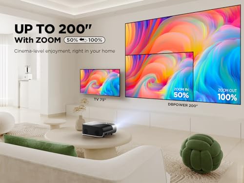DBPOWER Netflix Officially-Licensed 1080p Movie Projector with 5G WiFi and Bluetooth, 500ANSI Portable Smart Projector 4K