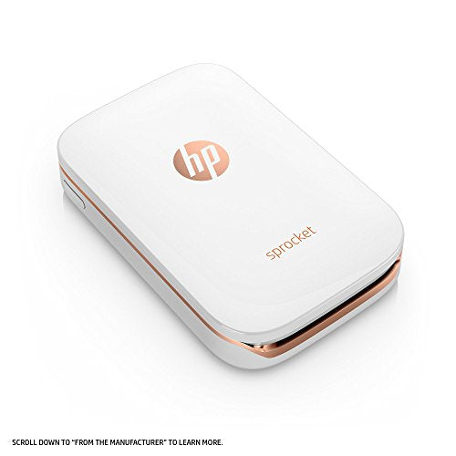 HP Sprocket Portable Photo Printer, Print Social Media Photos on 2x3 Sticky-Backed Paper - White (Renewed)
