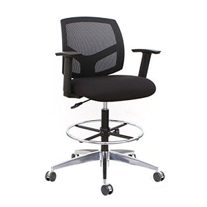 Thornton's Office Supplies Mesh Back Adjustable Drafting Stool Tall Office Chair - Black