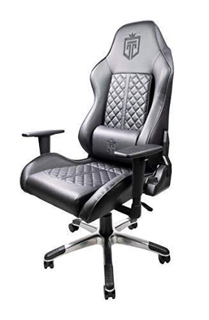 GT Throne, Immersive Gaming Chair, Vibrating Computer and Console Chair, Racing Style High-Back with Lumber Support and Headrest (Black on Black)