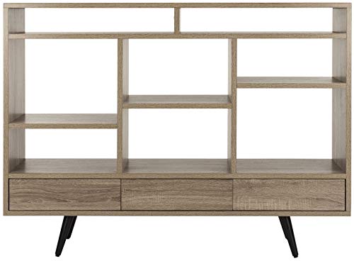 Safavieh FOX4279A Home Collection Marina Retro Mid Century Wood Etagere, Oak and Black