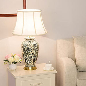 EARSHOT Retro Ceramic Desk Lamp with Fabric Lampshade - 28" H Nightstand Lamp