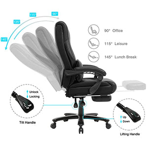 BOWTHY Reclining Office Chair with Footrest, Big and Tall 400lbs Wide Seat Executive Desk Chair