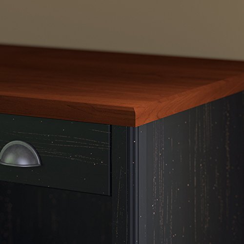 Bush Furniture Stanford Computer Desk with Hutch and Drawers in Antique Black