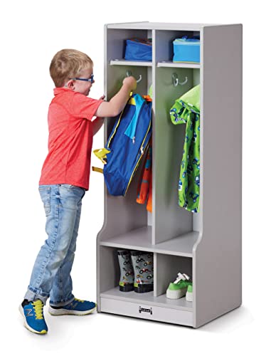 Jonti-Craft Rainbow Accents 2 Section Coat Locker with Step - Gray