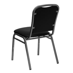 LIVING TRENDS Marvelius Stacking Banquet Chair 20 Pack - Black Vinyl, Silver Vein Frame