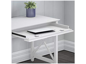 Bush Furniture Key West 54W Computer Desk with Lateral File Cabinet and Bookcase, Pure White Oak
