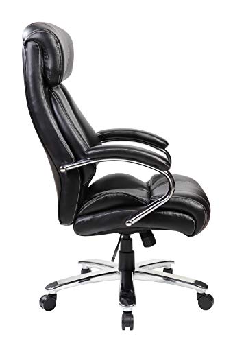 United Office Chair 9352BR 9352Bk High Back Leather Big and Tall 400 LBS Executive Swivel Office Computer Desk Chair (Black)