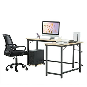 ADHW Computer Gaming Office Home Desk L-Shaped Workstation Laptop Metal Table Black
