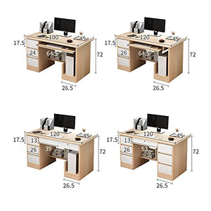 XIALIUXIA Wooden Modern Computer Desk, Laptop PC Table Home Office Study Workstation with Drawers Shelves Computer Workstation Writing Desk, Space Saving Design,B,100CM