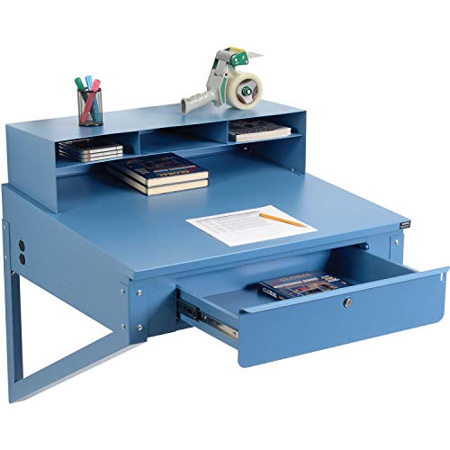 Global Industrial Industrial Supplies Shop Desk Wall Mount 34-1/2"W x 30"D x 32-1/2"H Blue