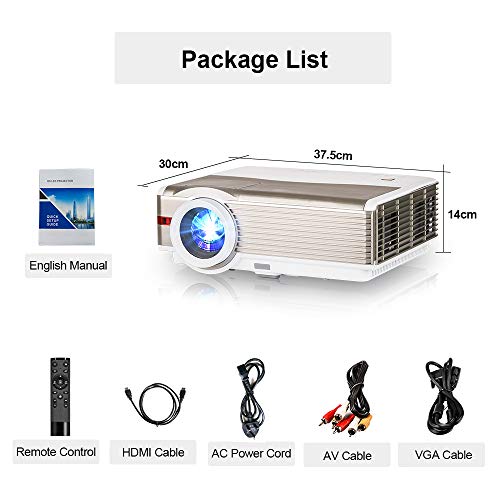 WiFi Video Projector with 5000 Lux, Support Full HD 1080P Bluetooth LED Home Theater Projector with X/Y Zoom, Compatible with iPhone, Smartphone,PS4, TV Stick, HDMI, USB, VGA, AV for Outdoor Movie